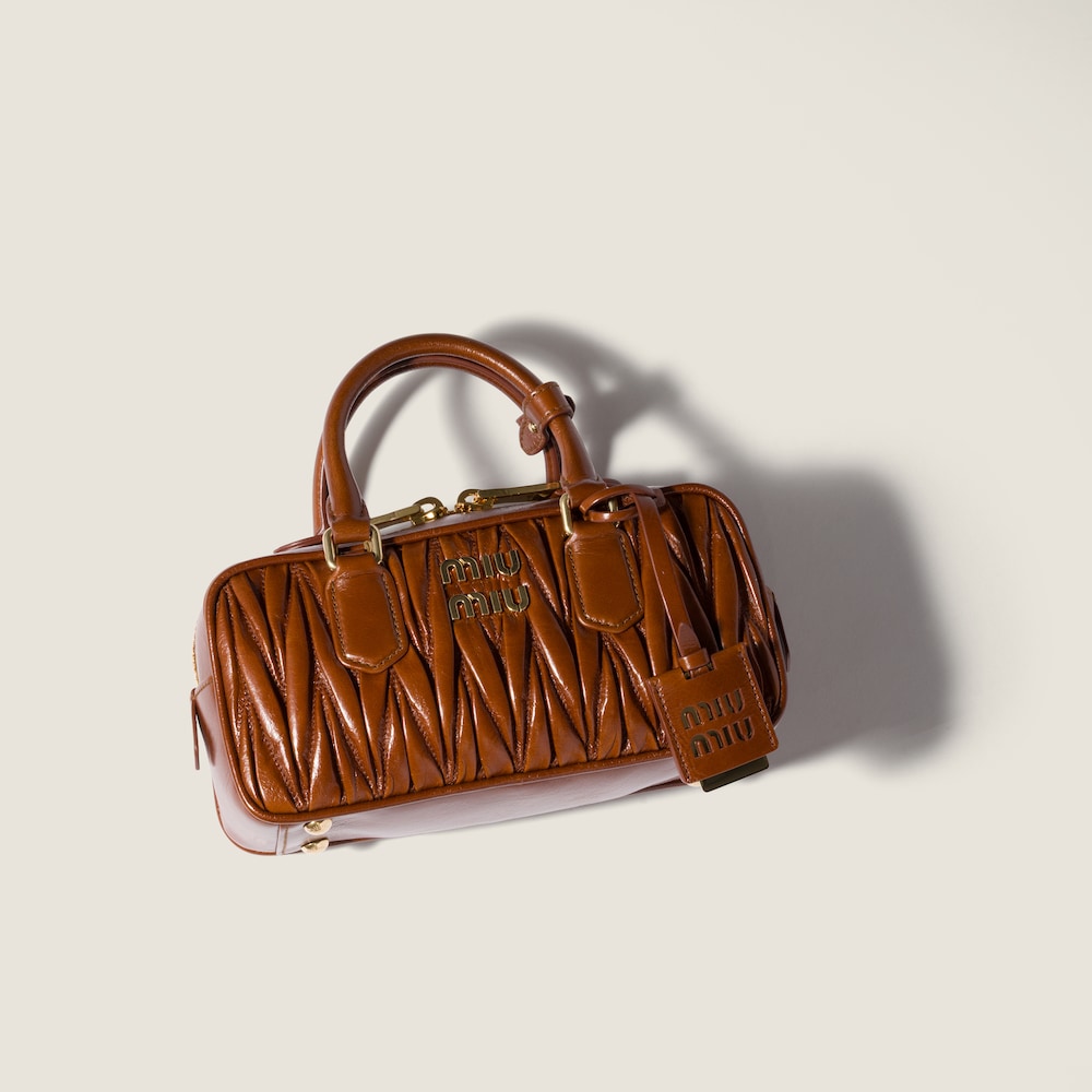 Miu Miu Arcadie shiny matelassé leather bag Palisander