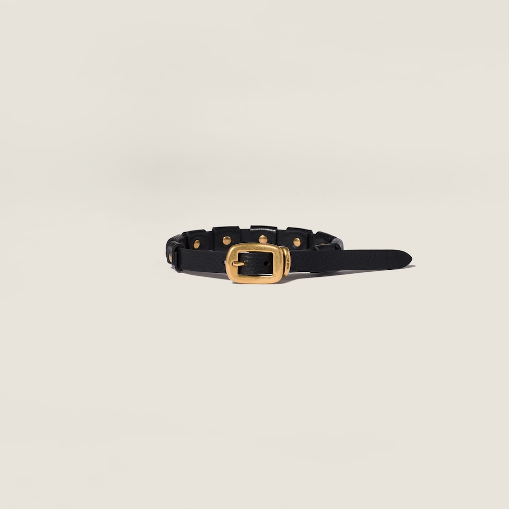 Miu Miu Leather bracelet with buckle Black / Bronze