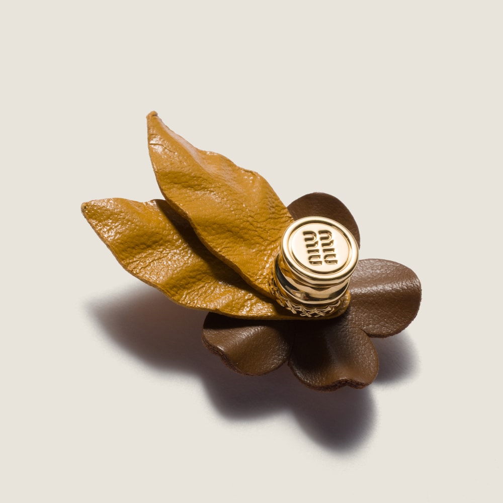 Miu Miu Leather floral brooch - Powder Pink/Hazelnut