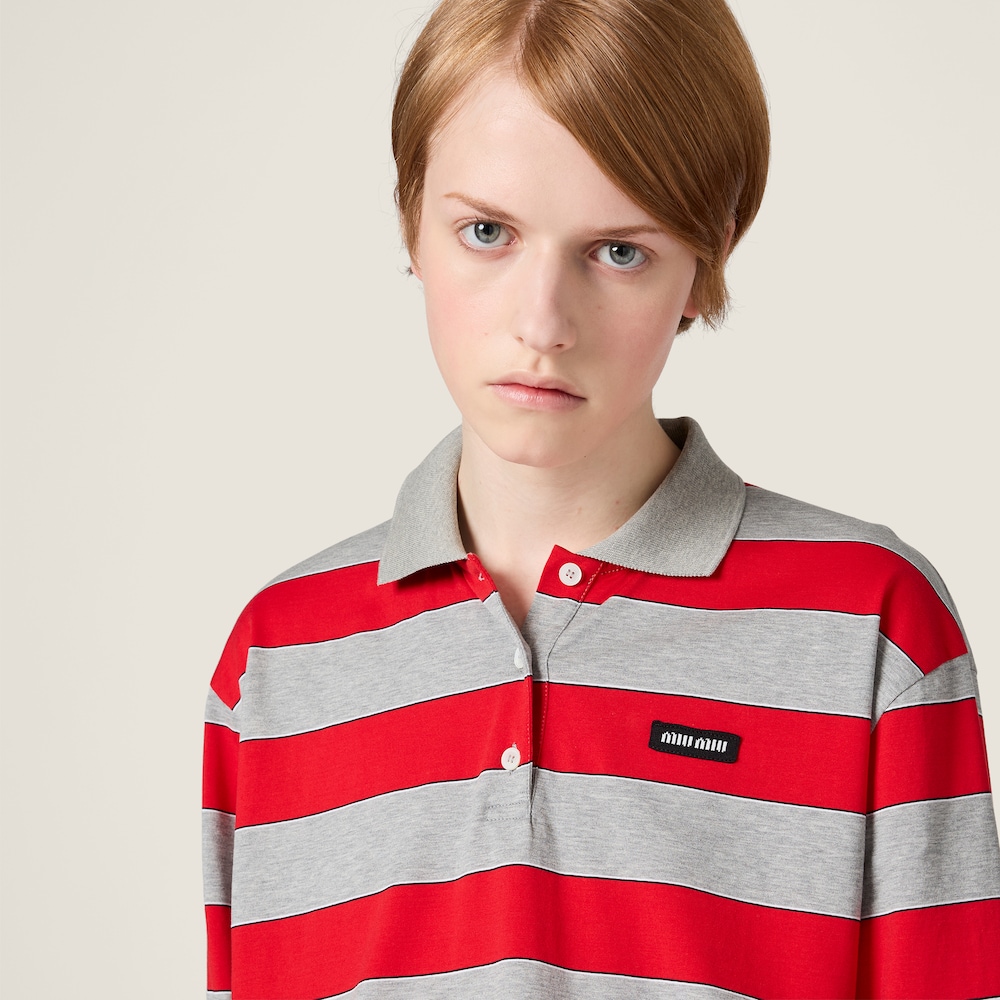 Miu Miu Striped jersey polo shirt Red / Gray