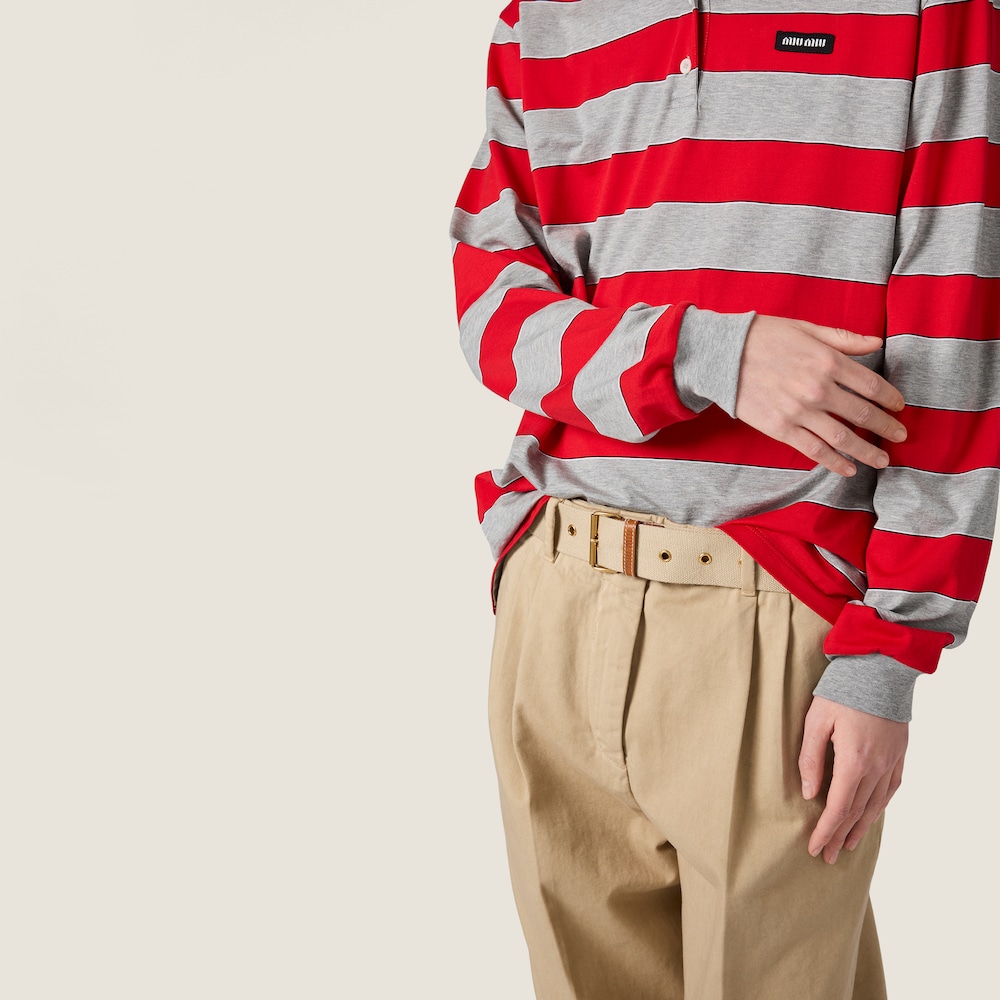 Miu Miu Striped jersey polo shirt Red / Gray