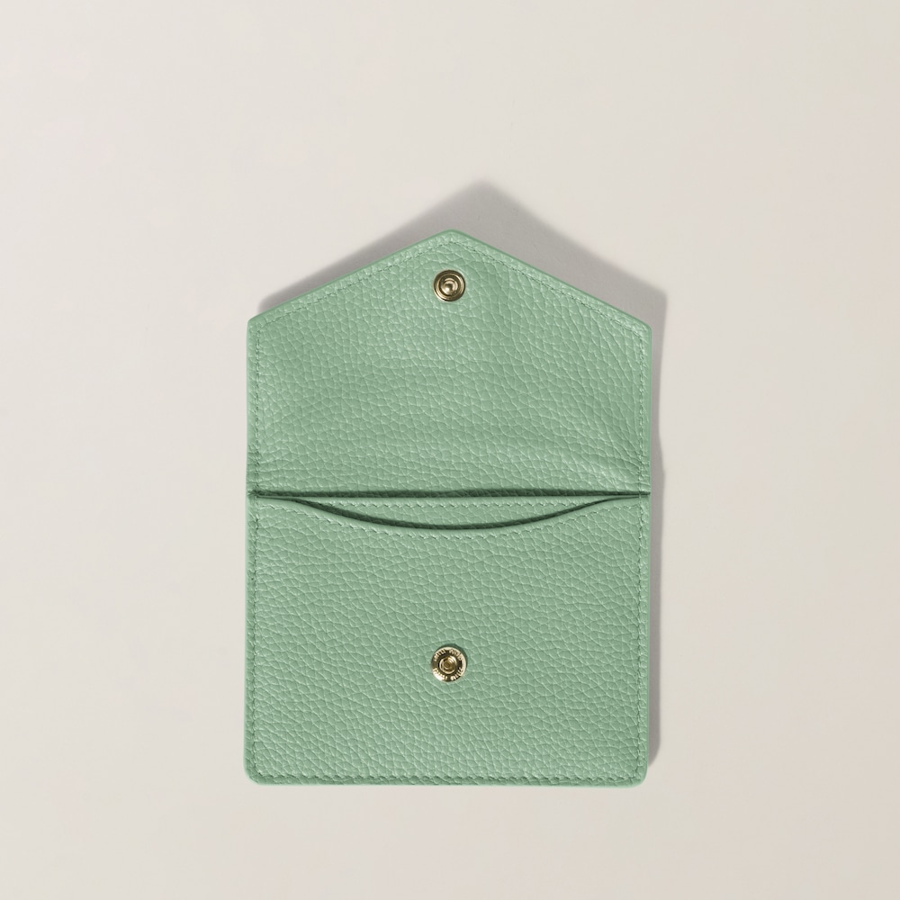 Miu Miu Leather card holder Aquamarine