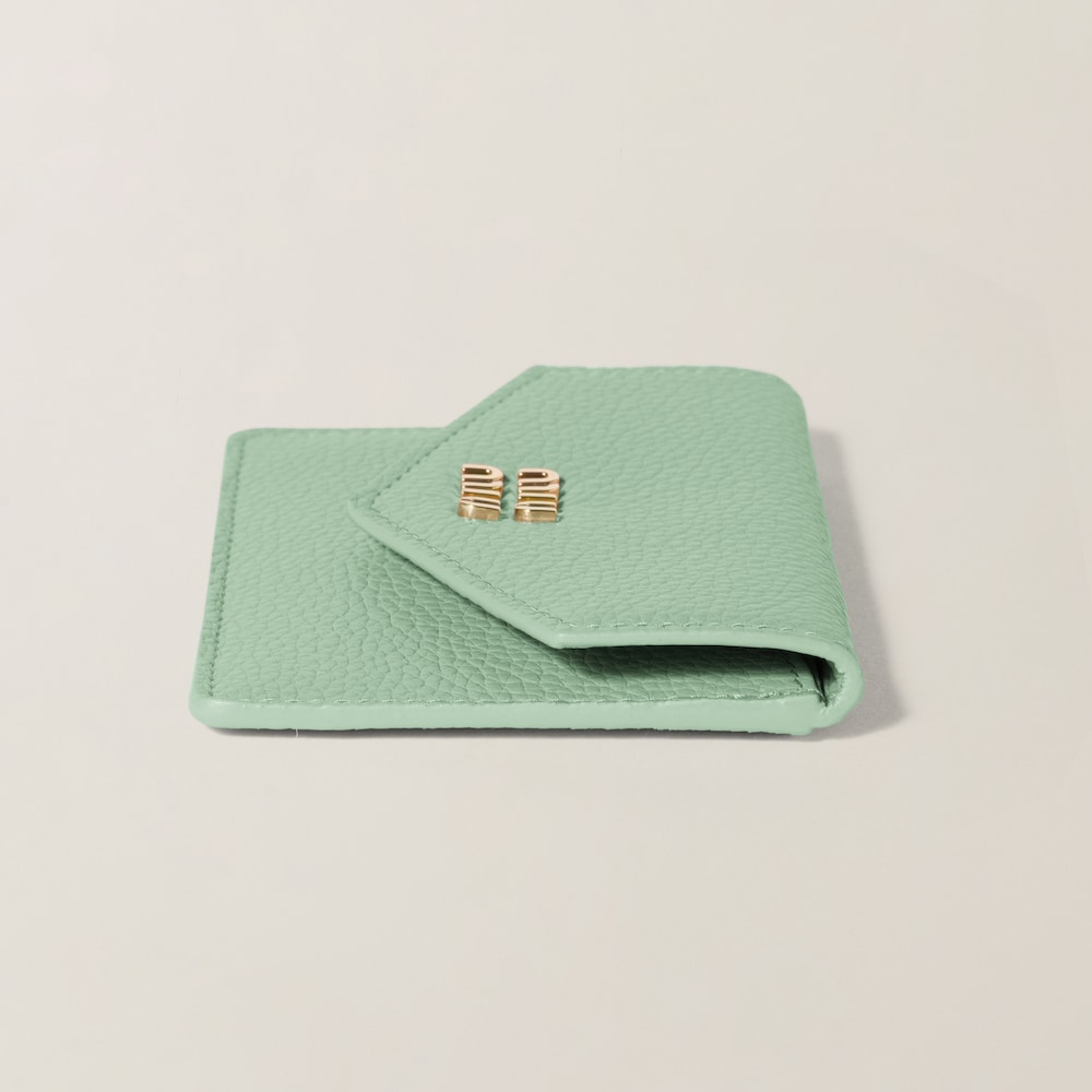 Miu Miu Leather card holder Aquamarine