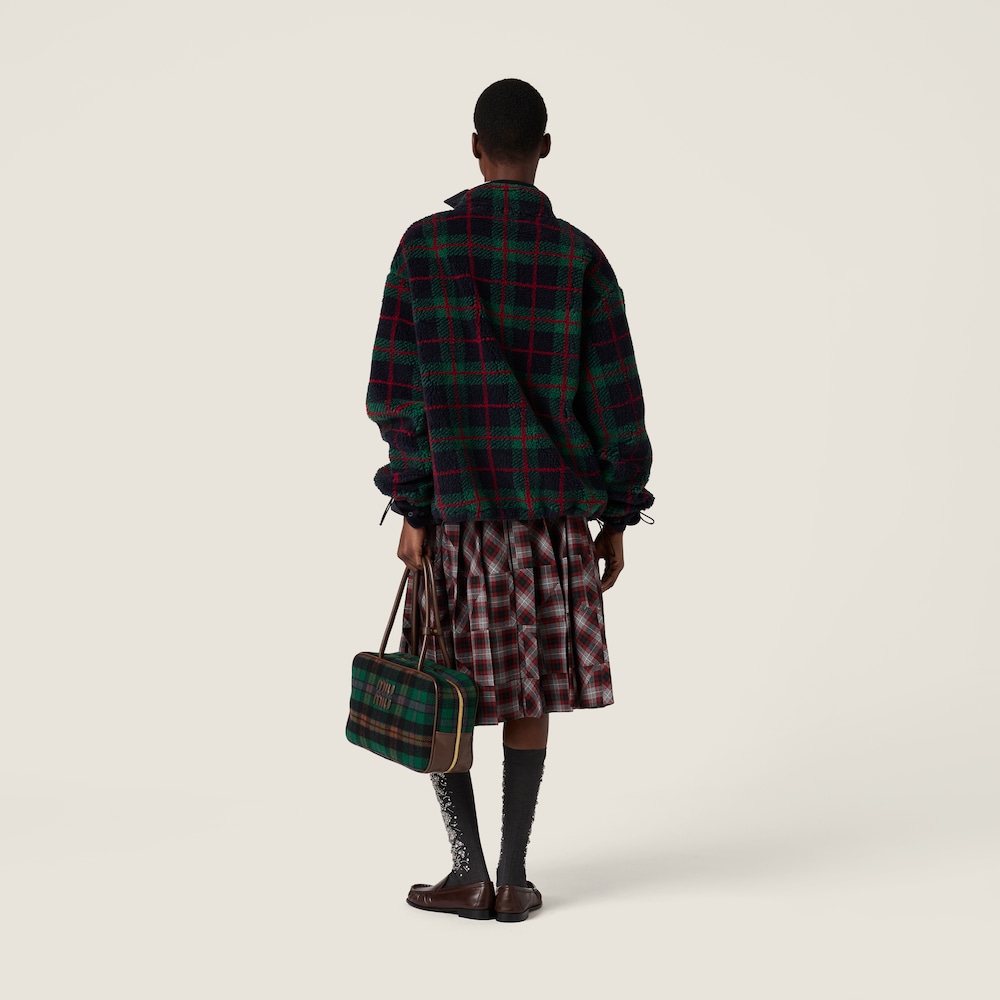 Miu Miu Tartan patchwork midi skirt Amaranth / Grey