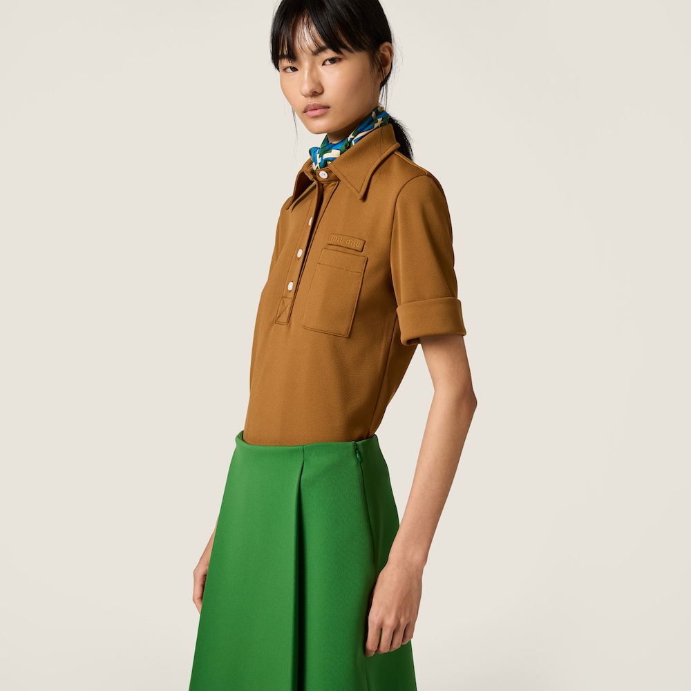 Miu Miu Technical jersey polo shirt Cinnamon