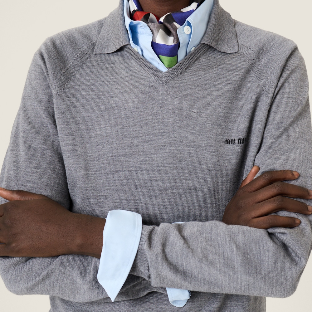 Miu Miu Wool polo sweater Gray / Black
