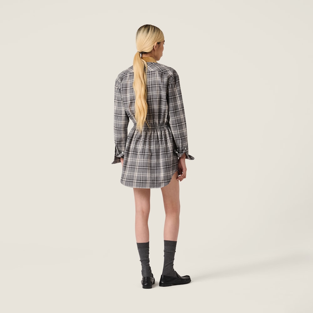 Miu Miu Flannel mini-dress Slate Gray