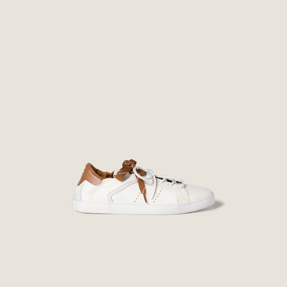Miu Miu Deco' leather sneakers White / Cognac