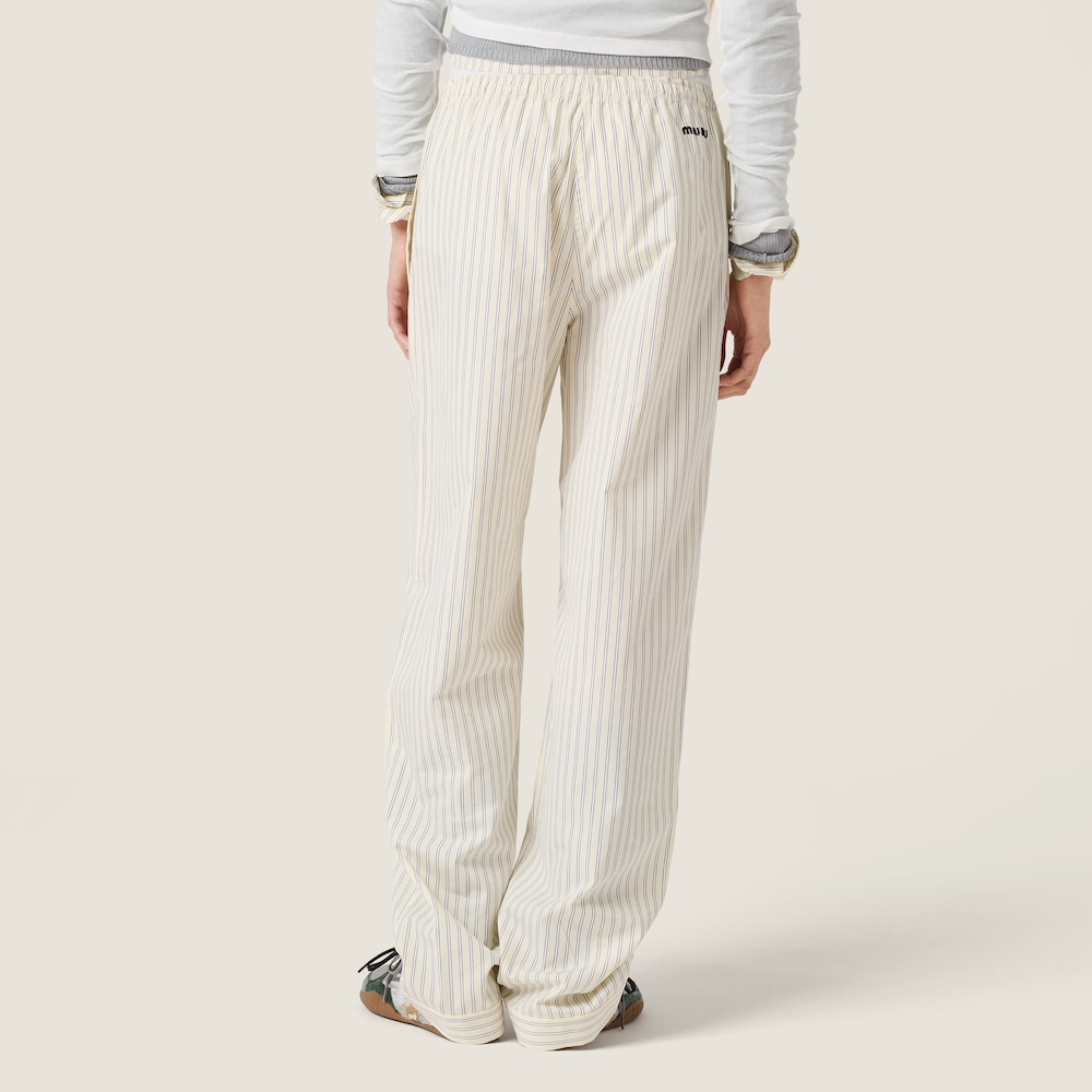 Miu Miu Striped poplin pajama pants Cream