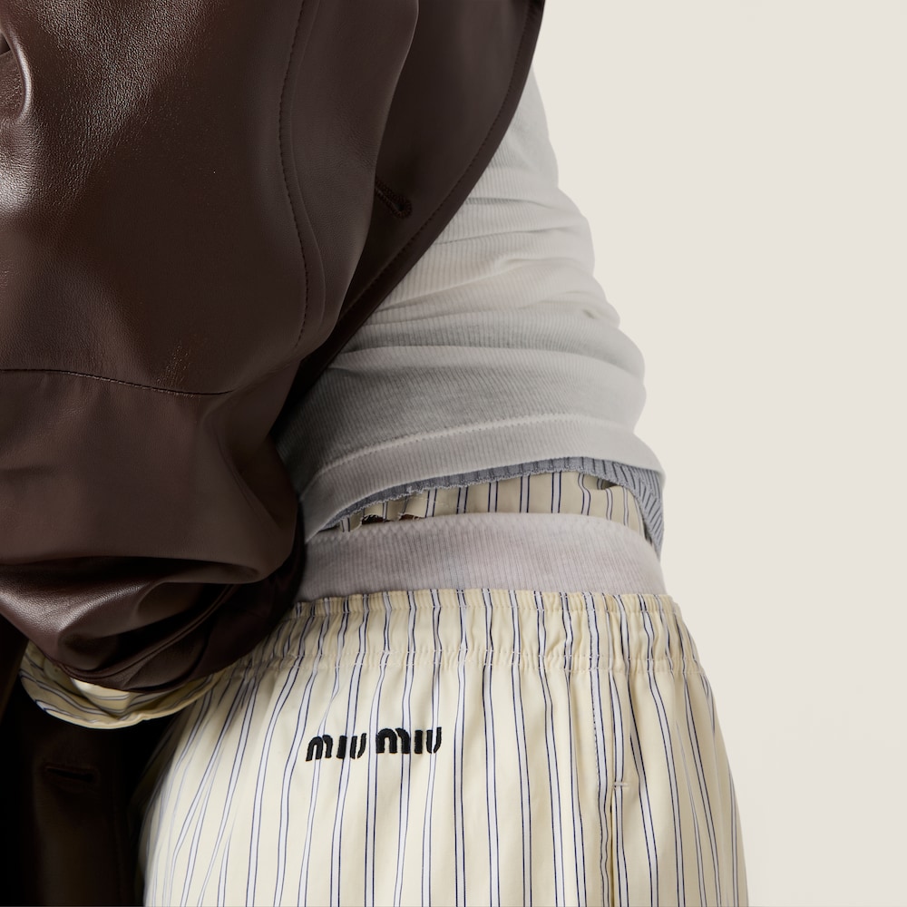 Miu Miu Striped poplin pajama pants Cream