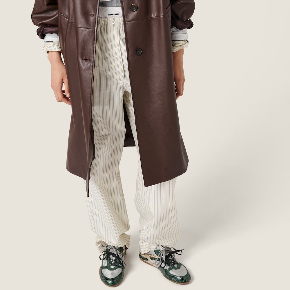 Miu Miu Striped poplin pajama pants Cream