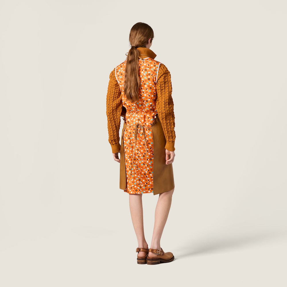 Miu Miu Leather pinafore apron Sesame