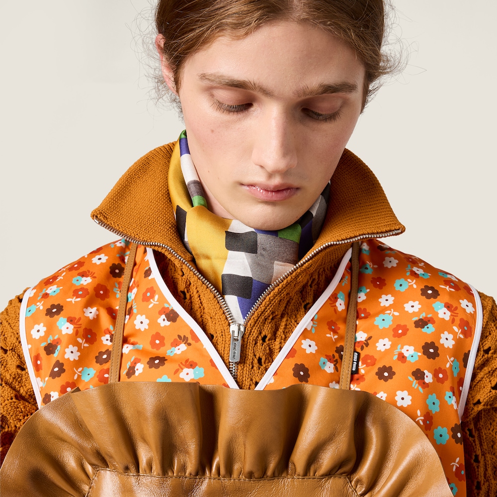 Miu Miu Leather pinafore apron Sesame