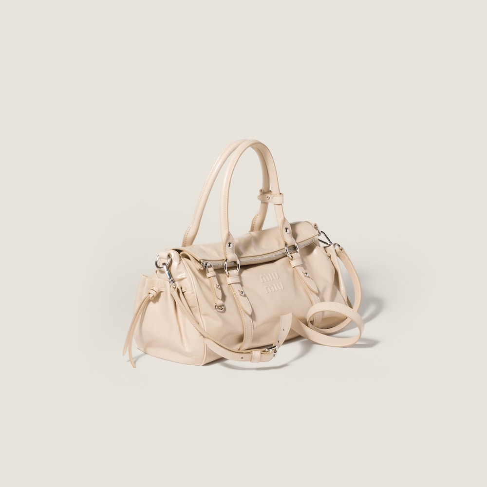Miu Miu Shiny leather handbag Travertine Stone