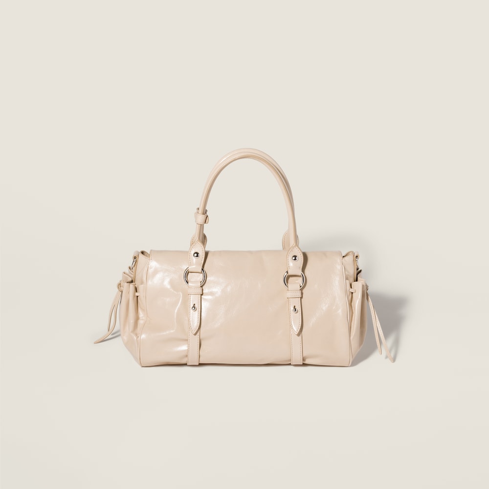 Miu Miu Shiny leather handbag Travertine Stone