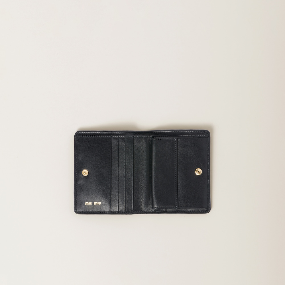 Miu Miu Small matelassé nappa leather wallet Black