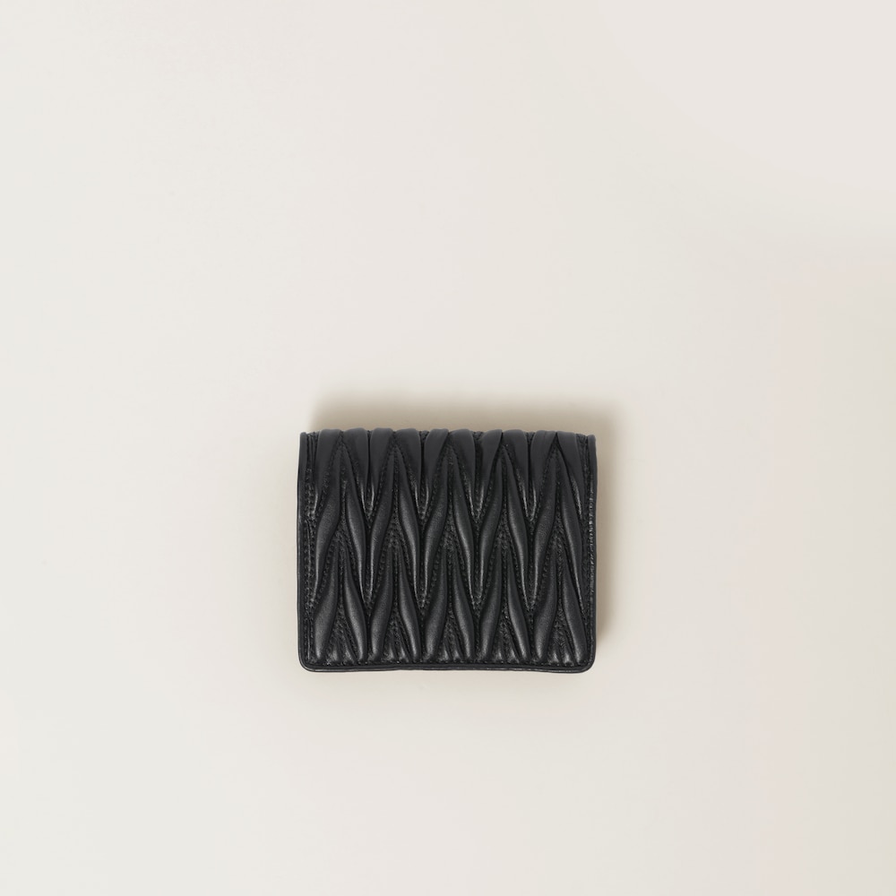 Miu Miu Small matelassé nappa leather wallet Black