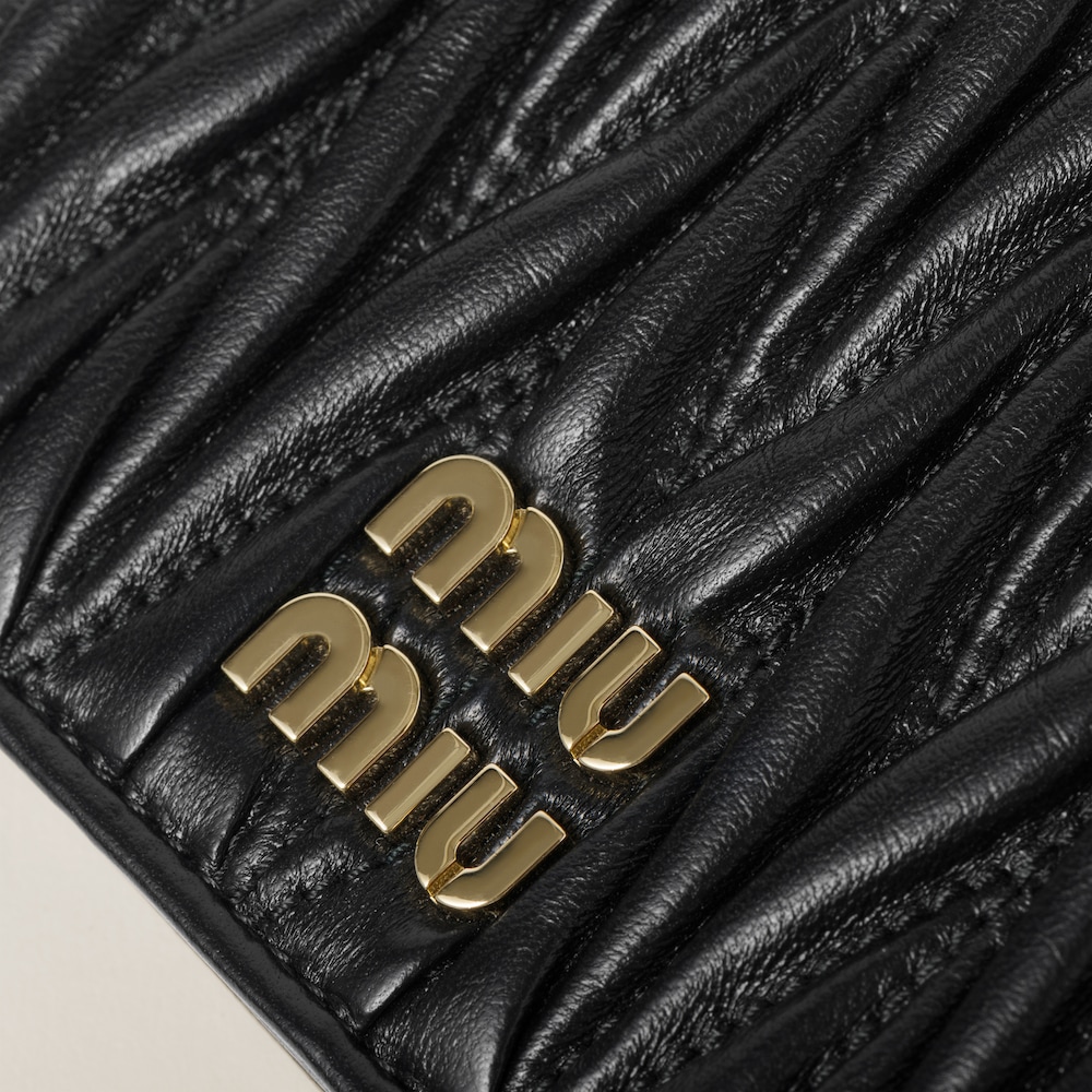 Miu Miu Small matelassé nappa leather wallet Black