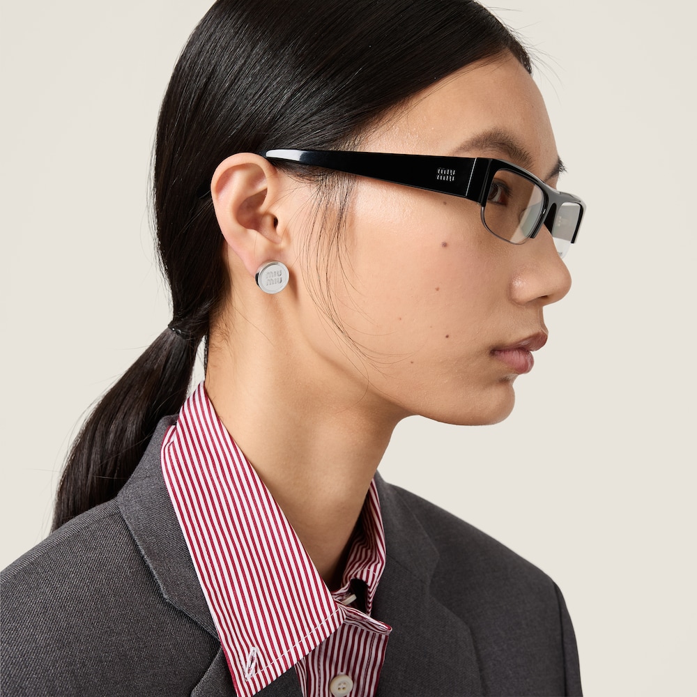 Miu Miu Enameled metal earrings White