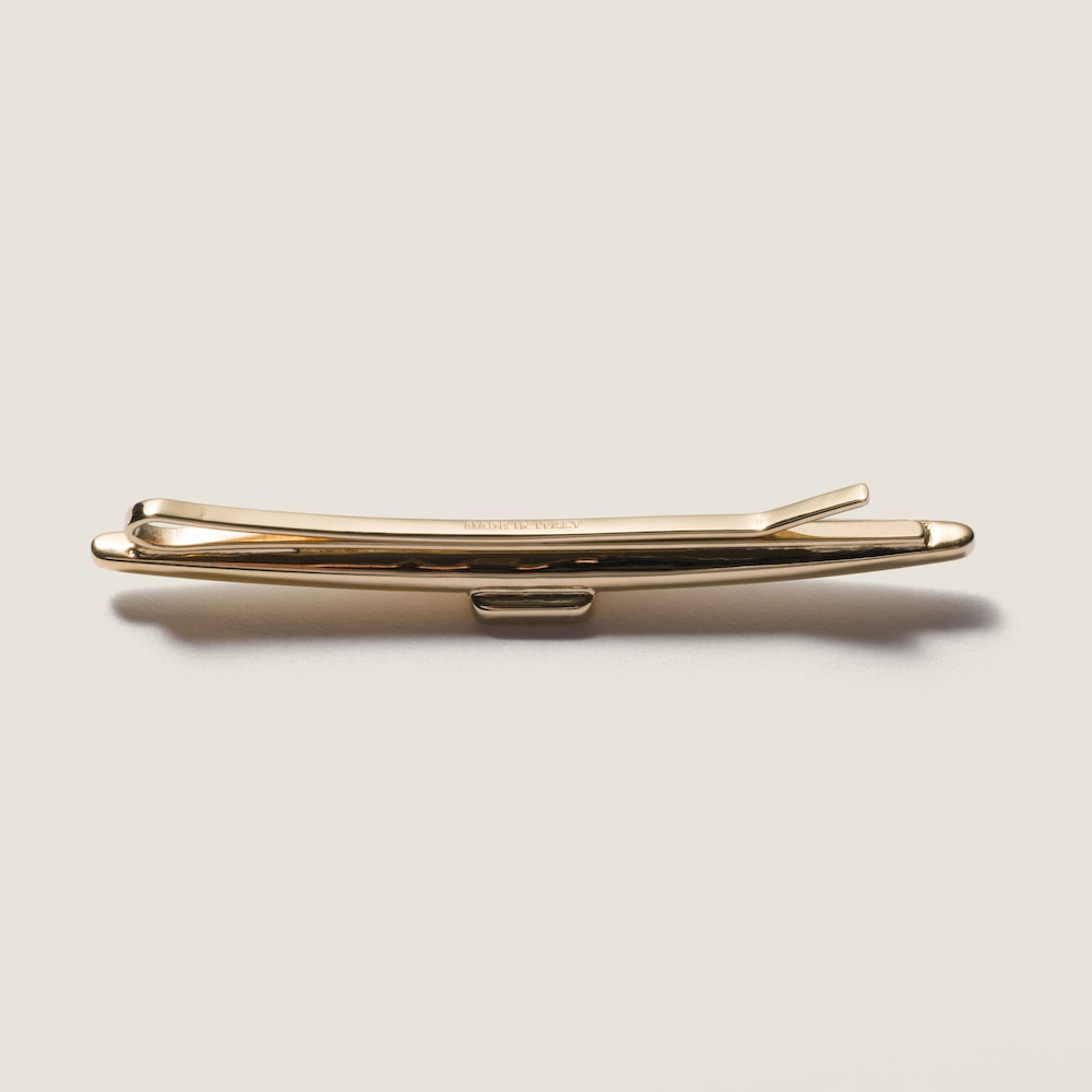 Miu Miu Enameled metal hair clip - Gold/White
