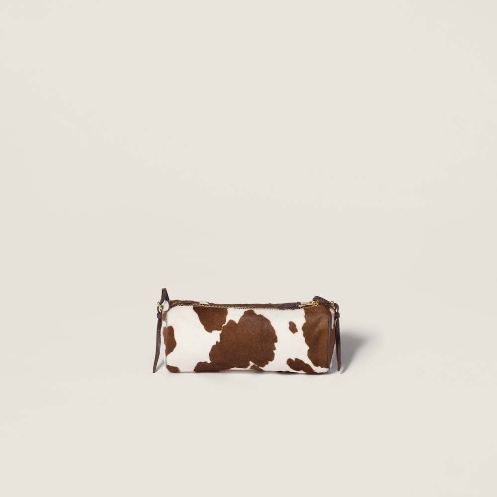 Miu Miu Printed leather pouch - White/Burnt Sienna