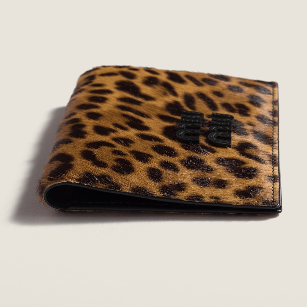 Miu Miu Printed leather envelope card holder Honey