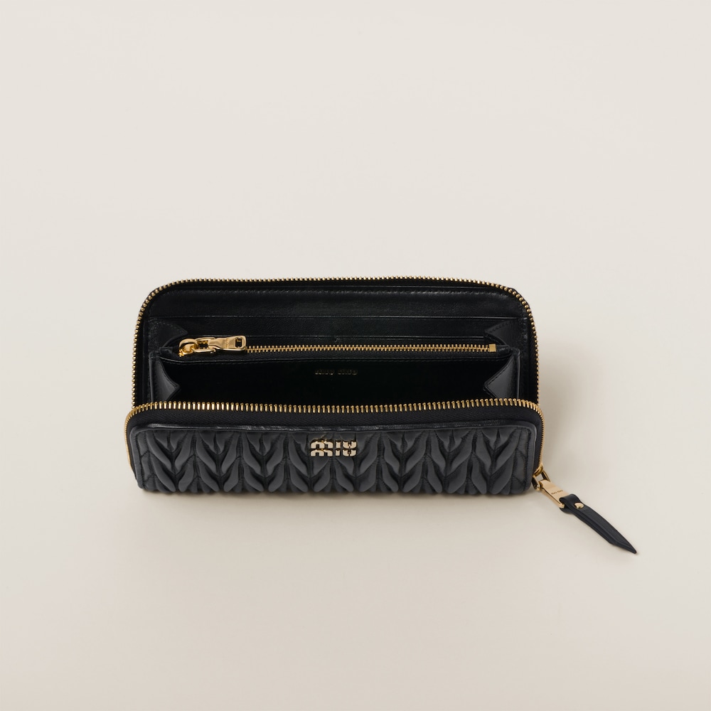 Miu Miu Large matelassé nappa leather wallet Black