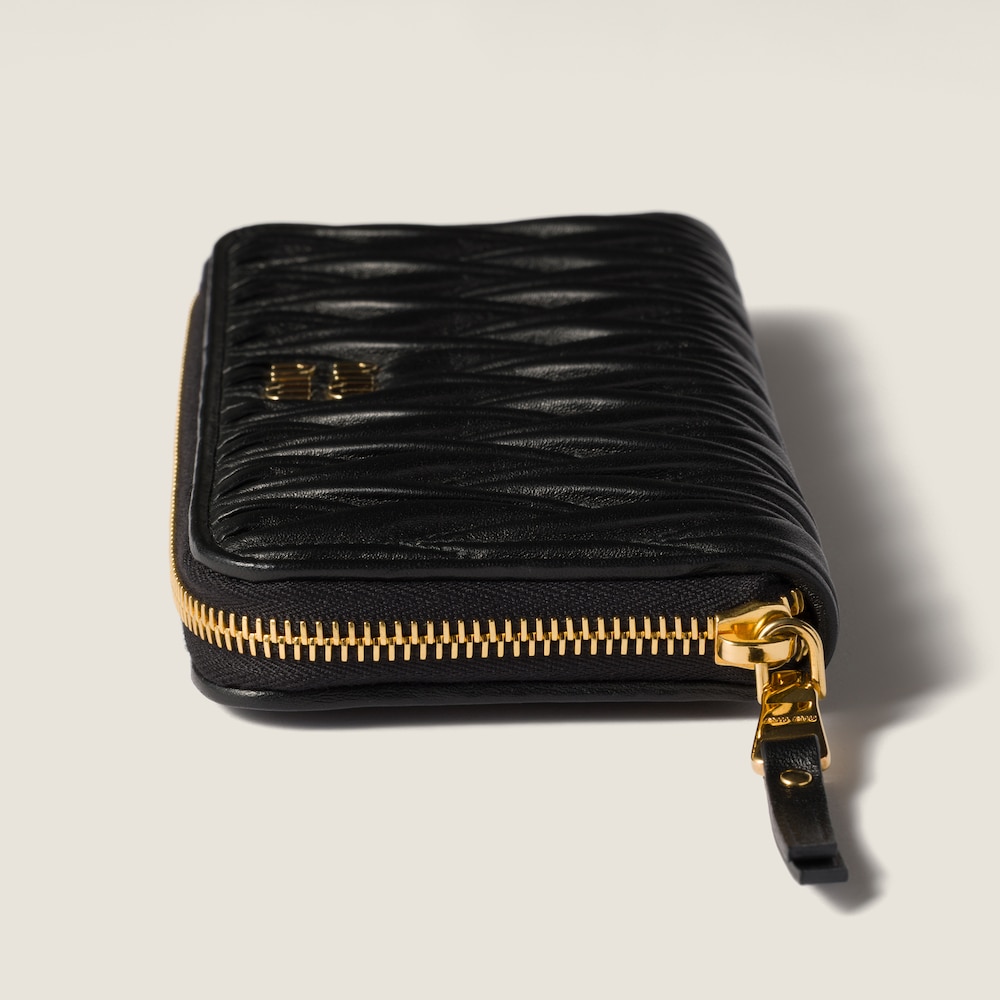 Miu Miu Large matelassé nappa leather wallet Black