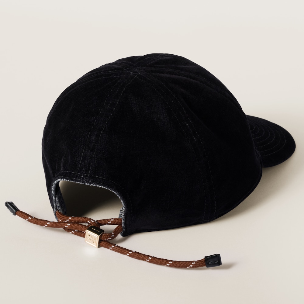 Miu Miu Velvet baseball cap - Black/Tobacco