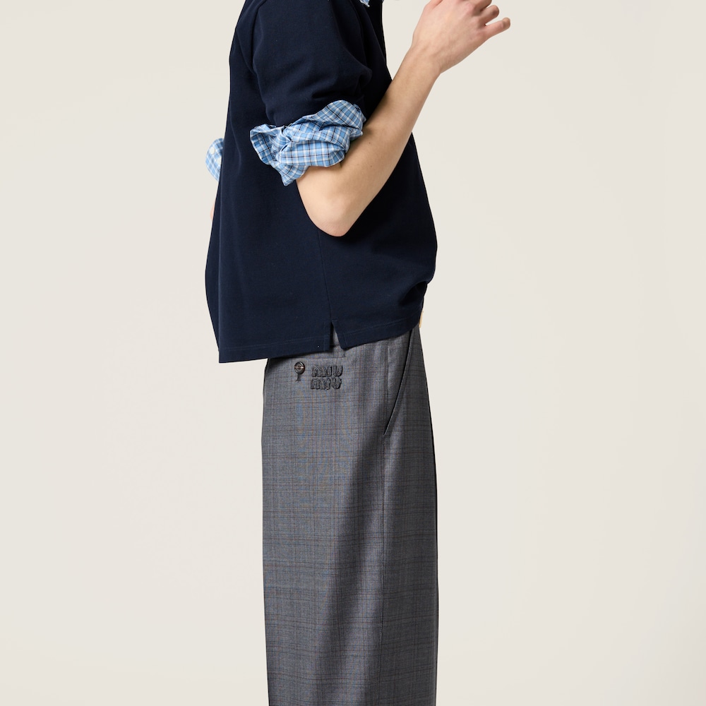 Miu Miu Prince of Wales checked wool pants Slate Gray