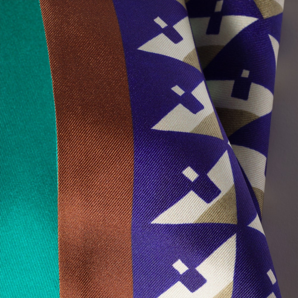 Miu Miu Printed silk scarf - Tobacco/Ink