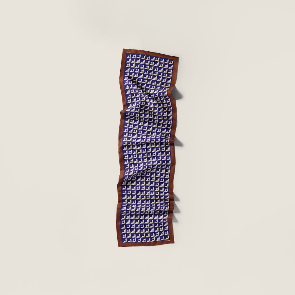 Miu Miu Printed silk scarf - Tobacco/Ink