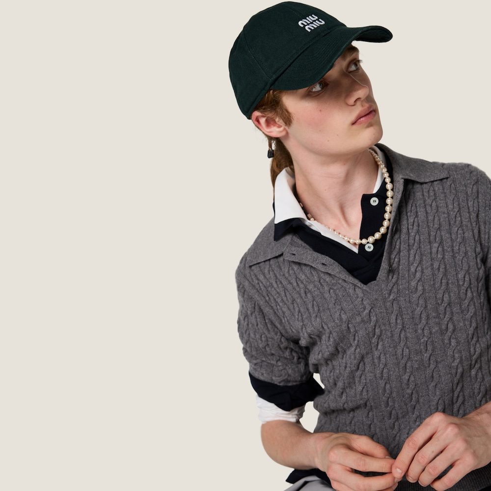 Miu Miu Denim baseball cap - Tobacco/Emerald