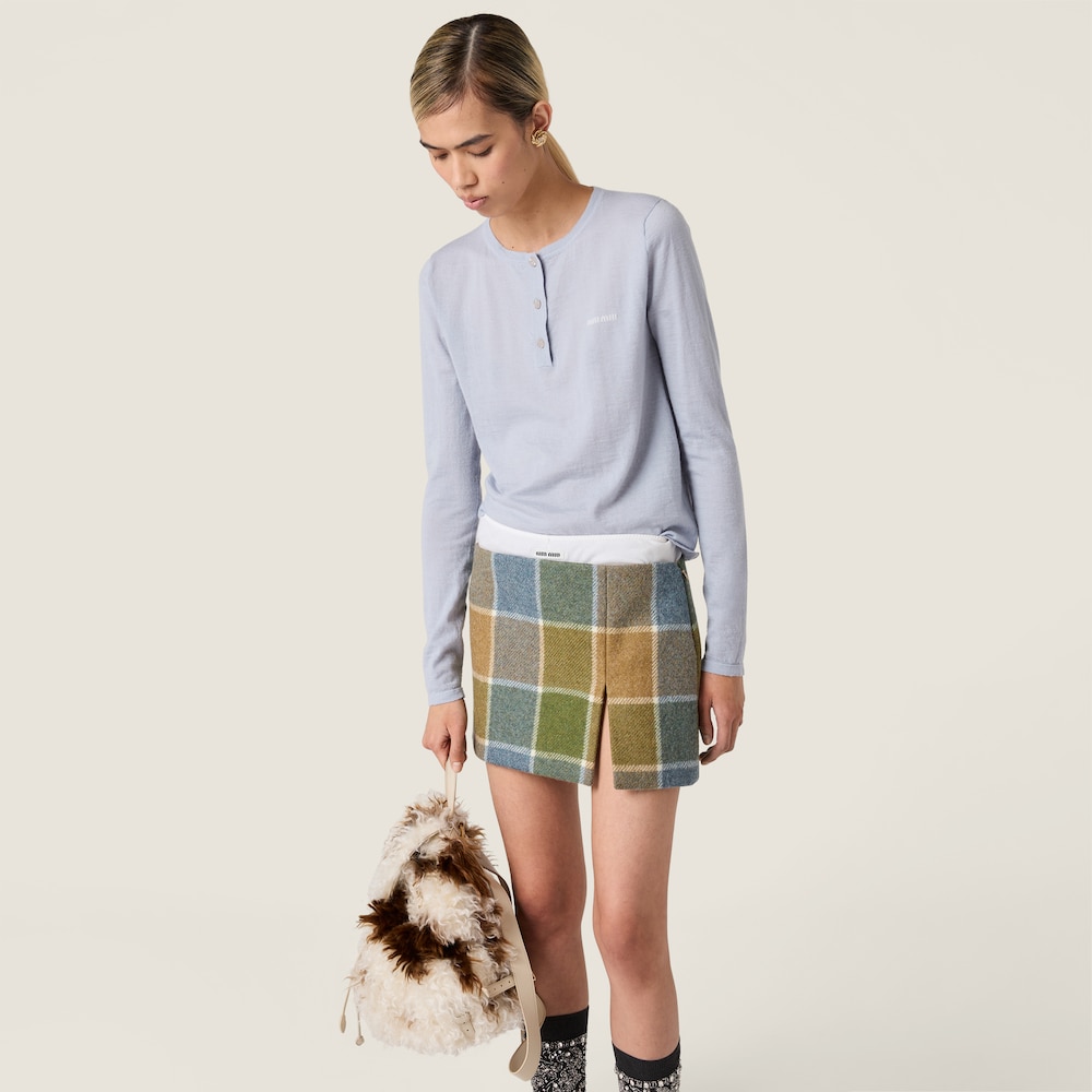 Miu Miu Cashmere Henley sweater Sky Blue