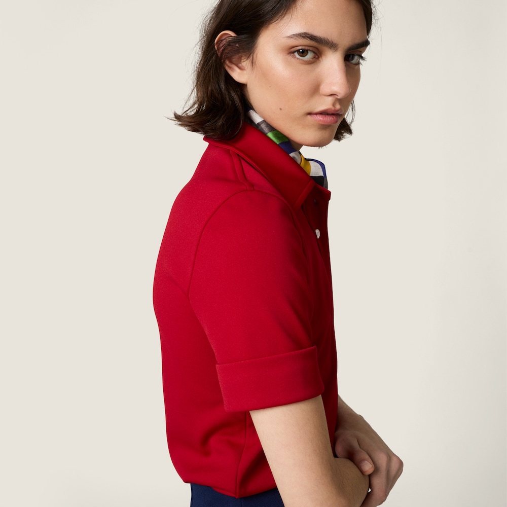 Miu Miu Technical jersey polo shirt Ruby Red