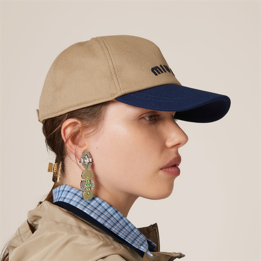 Miu Miu Drill baseball cap - Khaki/Royal blue