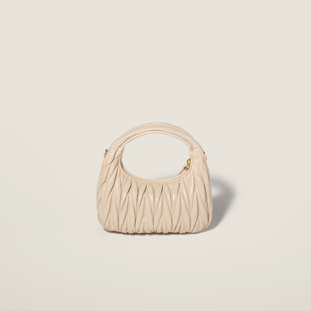 Miu Miu Wander matelassé nappa leather hobo bag Travertine Stone