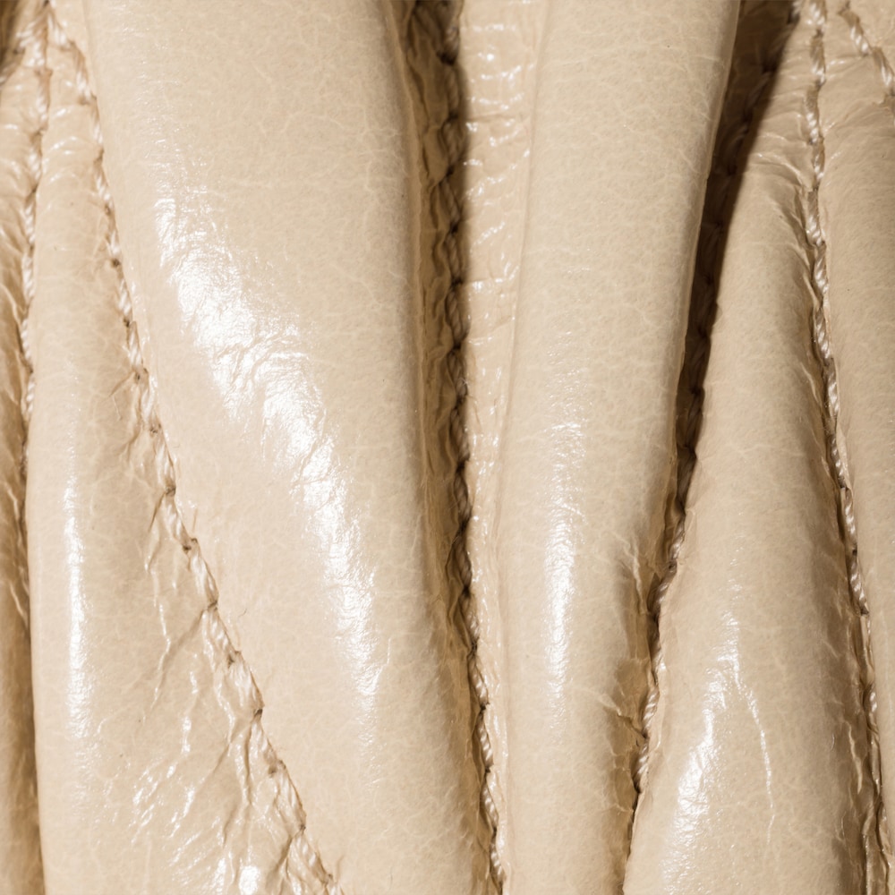 Miu Miu Wander matelassé nappa leather hobo bag Travertine Stone