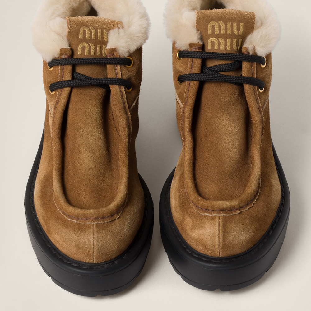 Miu Miu Faded suede booties Cinnamon