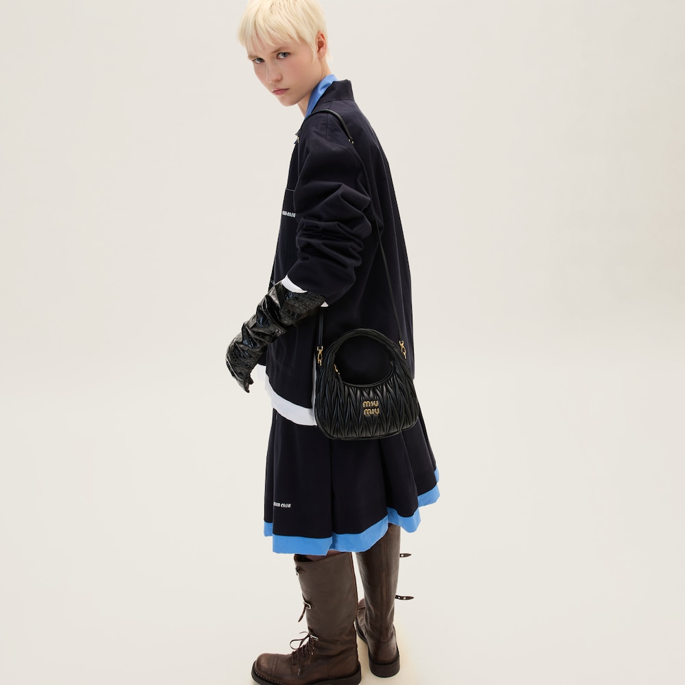 Miu Miu Wander matelassé nappa leather hobo bag Black