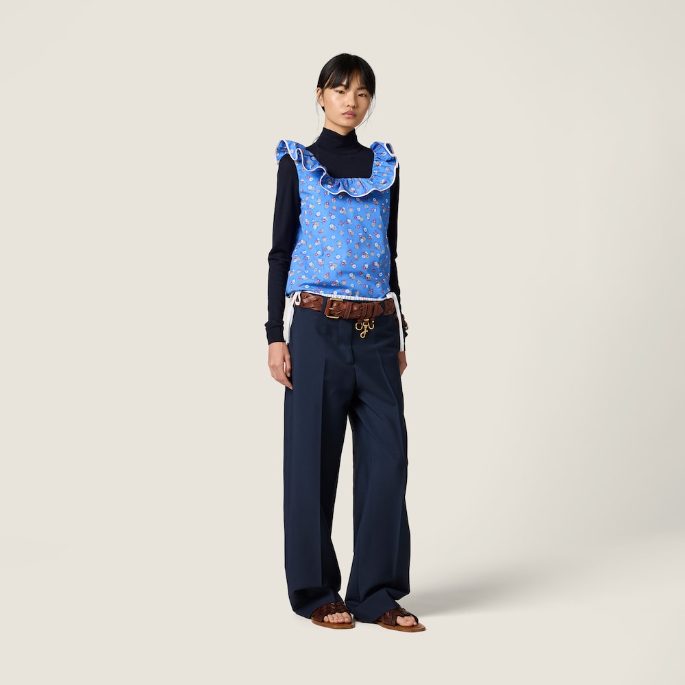 Miu Miu Poplin and wool knit top Periwinkle / Ruby