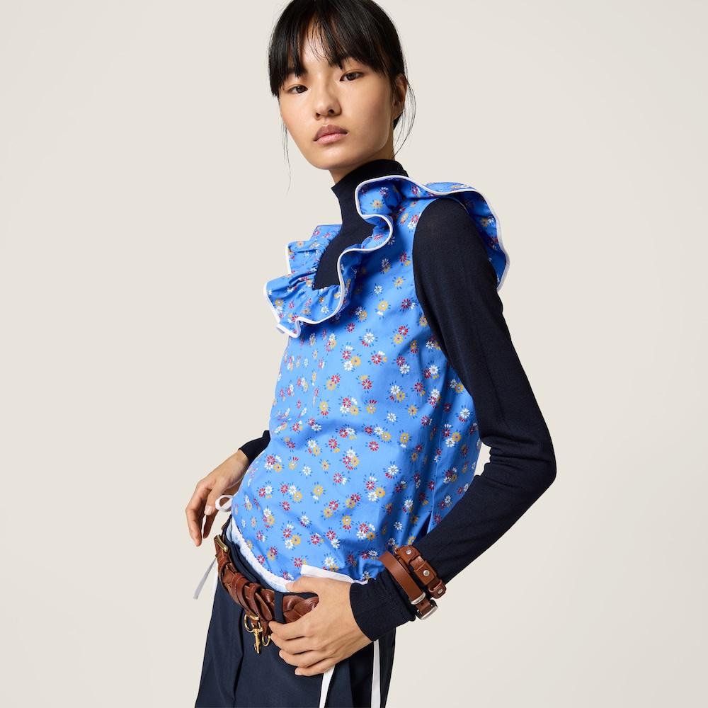 Miu Miu Poplin and wool knit top Periwinkle / Ruby
