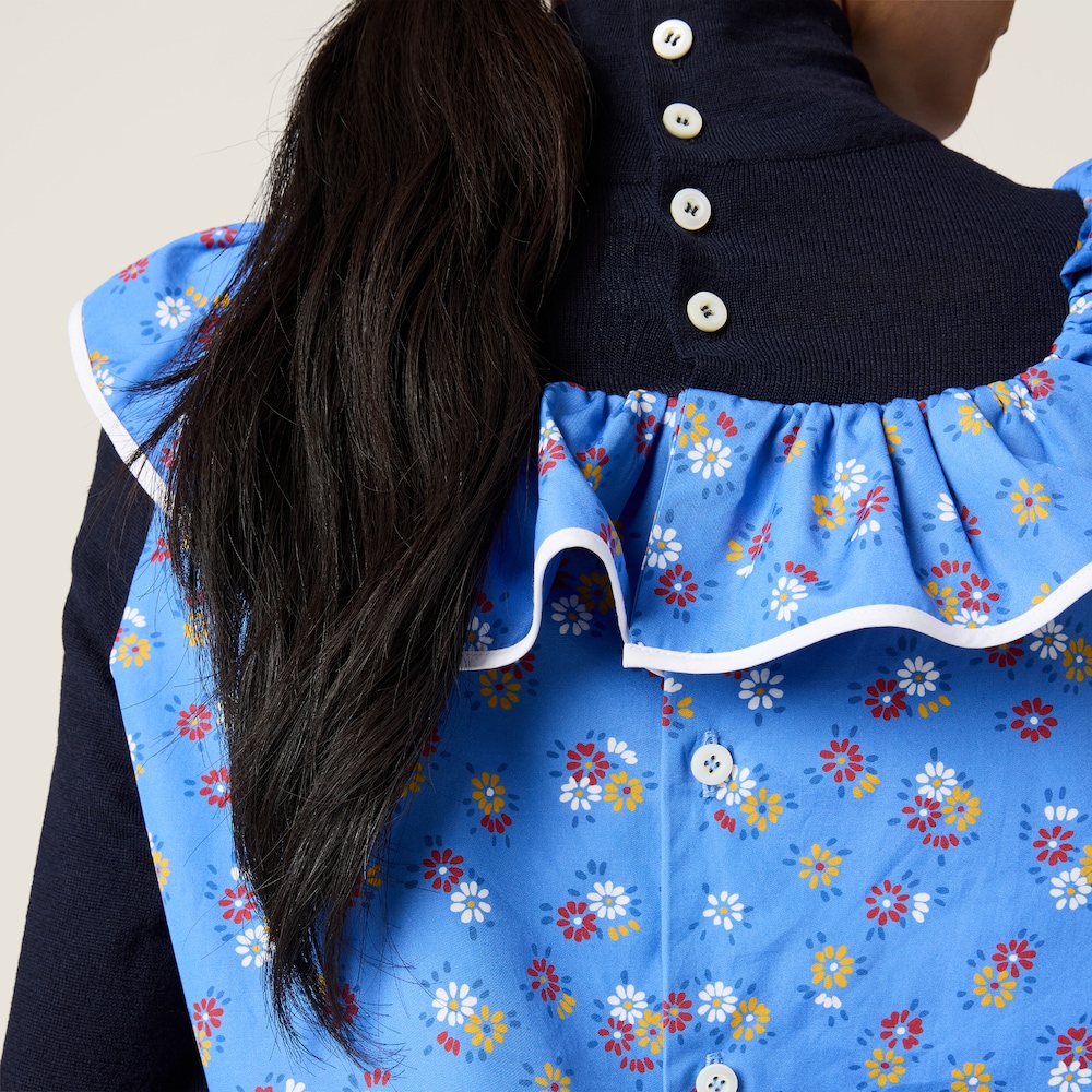 Miu Miu Poplin and wool knit top Periwinkle / Ruby