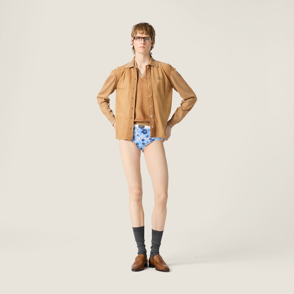 Miu Miu Wool and suede shirt Camel Brown