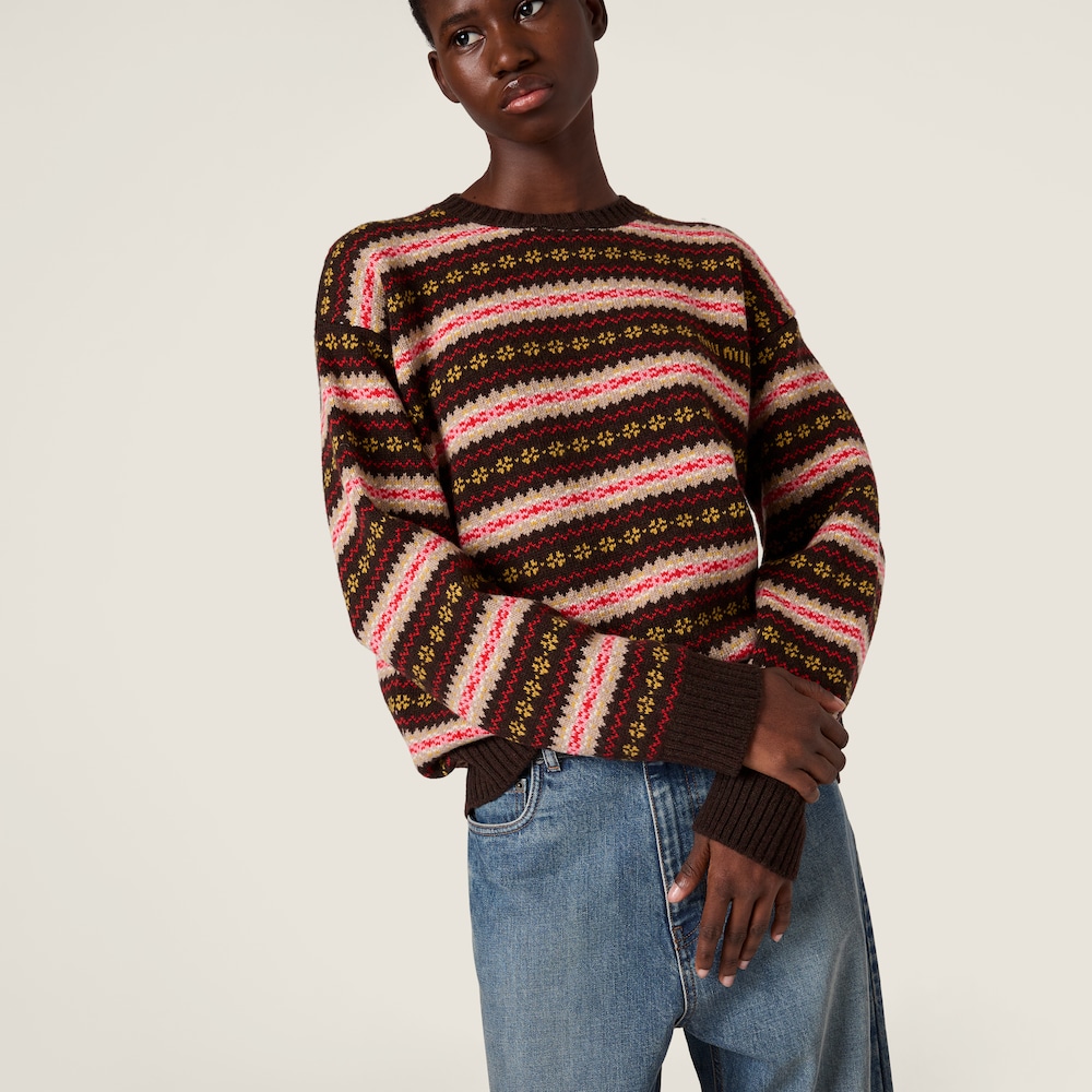 Miu Miu Wool crew-neck sweater Dark Brown