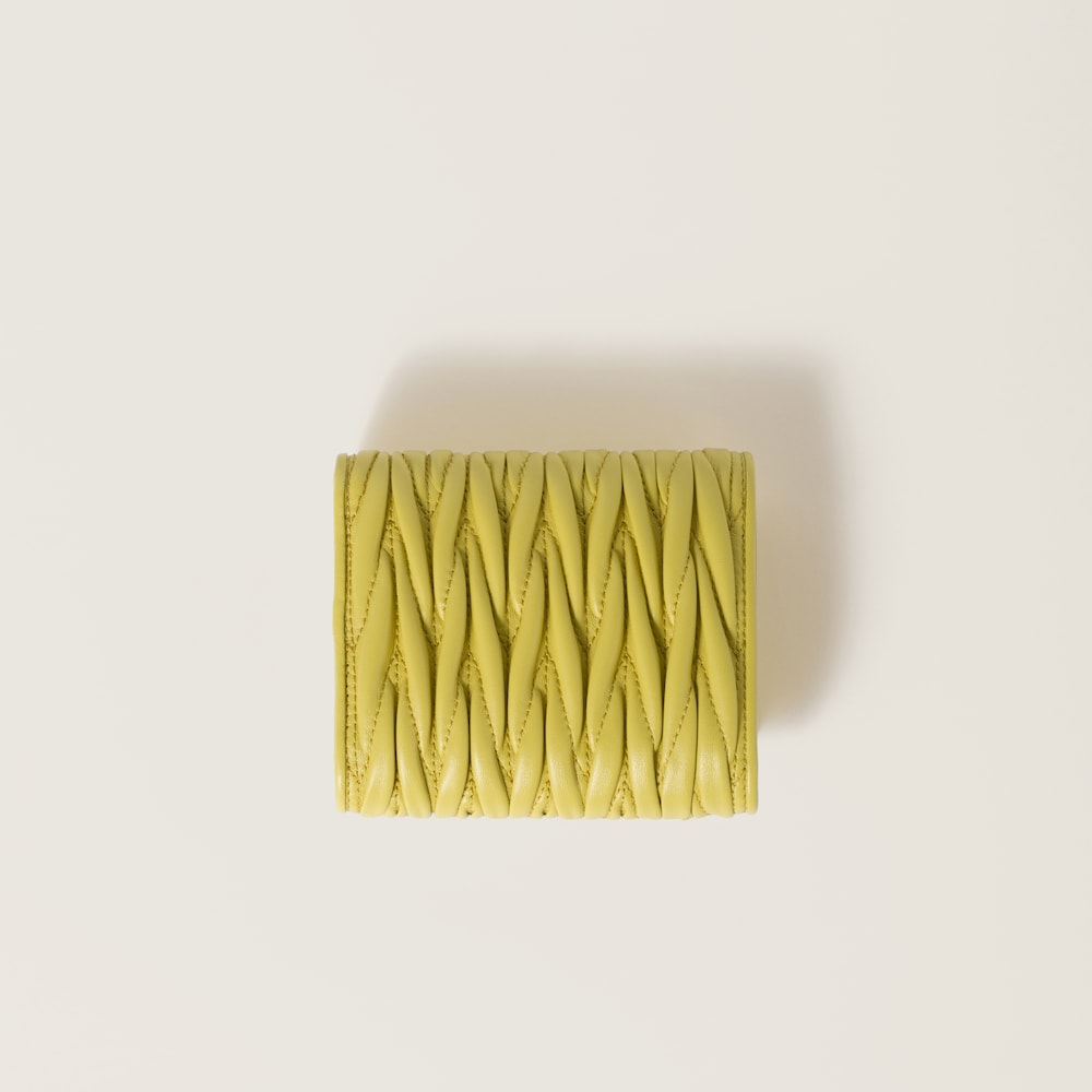 Miu Miu Small matelassé nappa leather wallet Citron Yellow