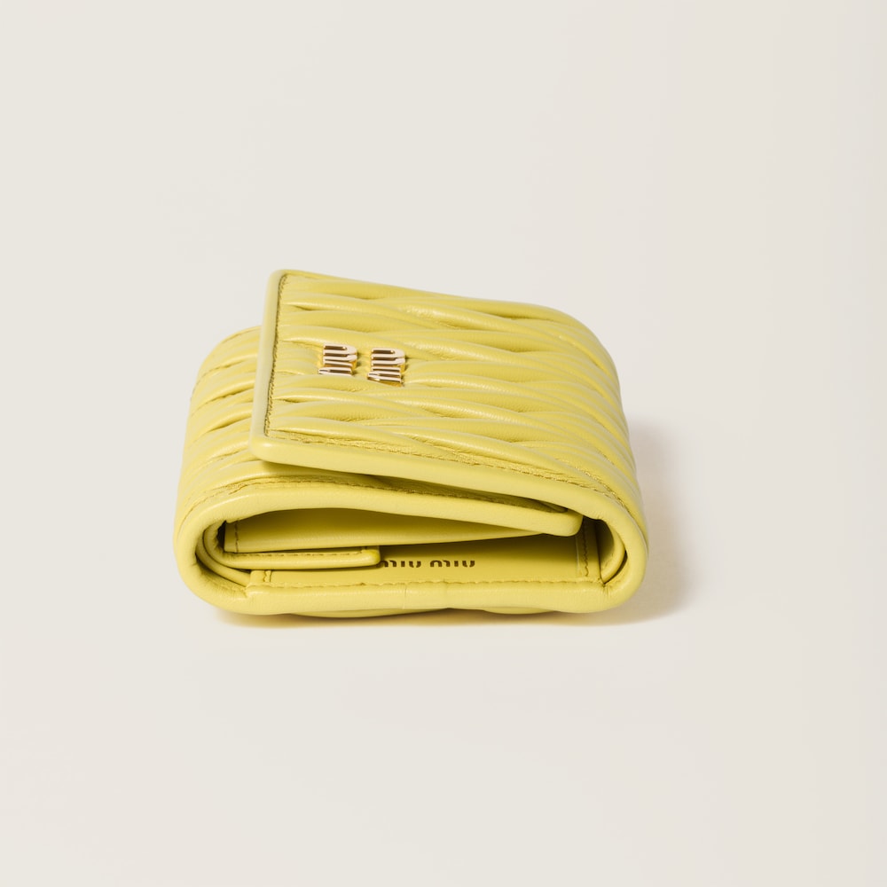 Miu Miu Small matelassé nappa leather wallet Citron Yellow