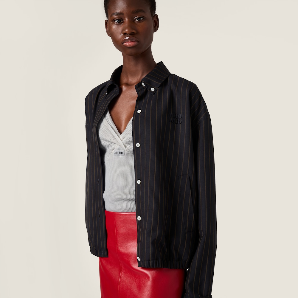 Miu Miu Pinstriped blouson jacket Navy