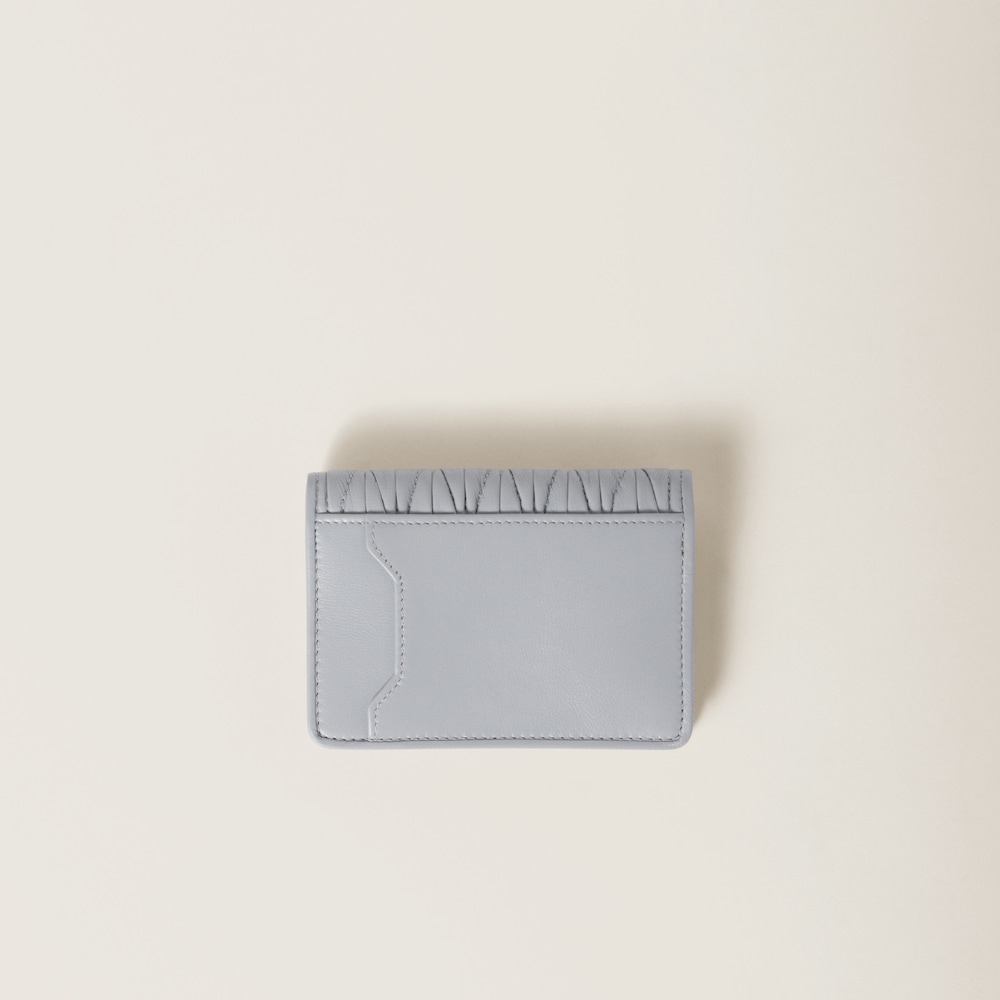 Miu Miu Matelassé nappa leather card holder Pearl Gray