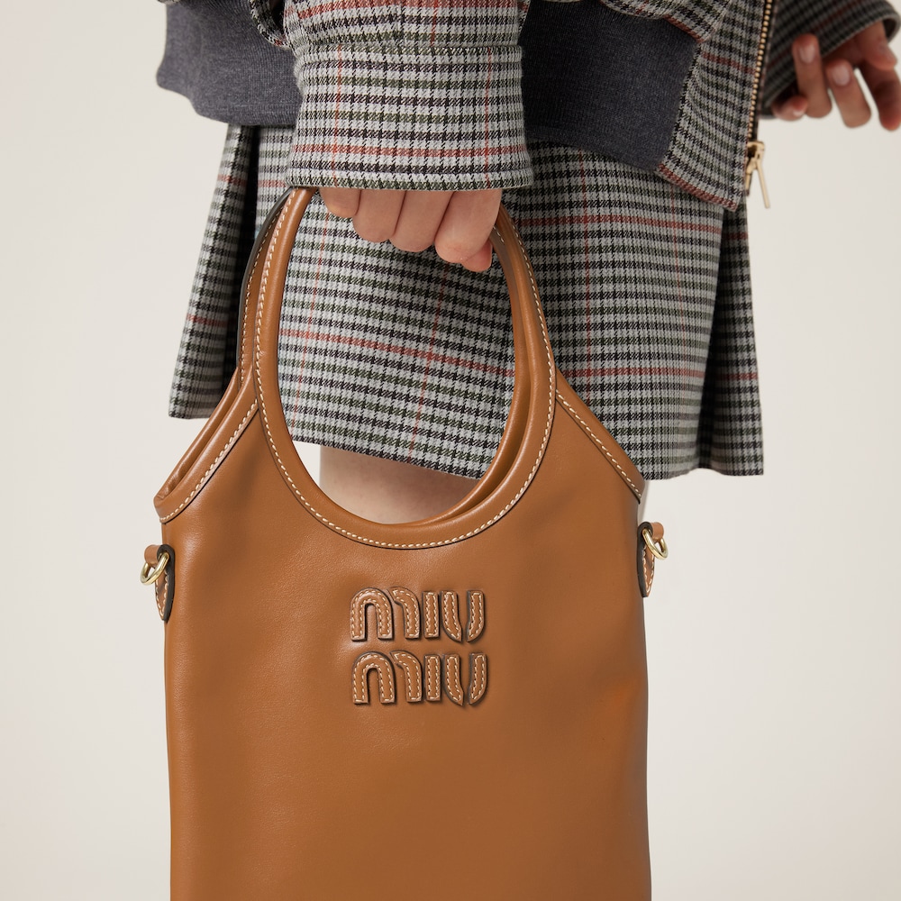 Miu Miu Ivy leather handbag Cognac